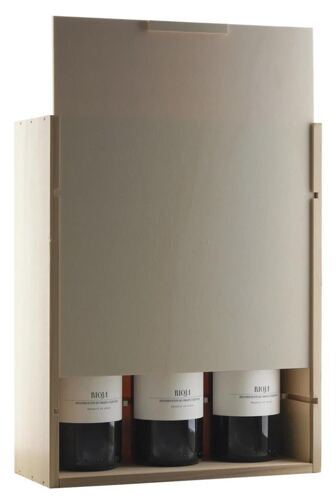 Holzkiste für 3 Flaschen 75cl (nicht für Riesling-Flaschen geeignet)